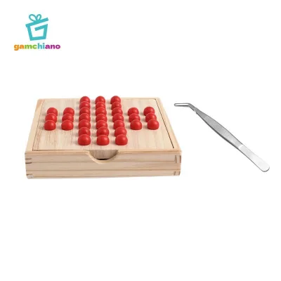 Gamchiano Gỗ Solitaire Board Game Người Chơi Đơn Chơi Game Cho Trẻ Em Người Lớn Vuông Chiến Thuật Cổ Điển Và Trò Chơi Thông Minh Brainteaser Xếp Hình