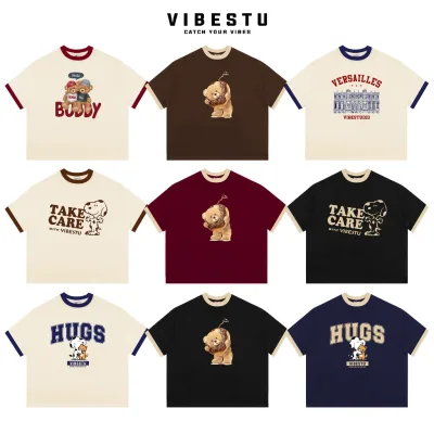 Áo Thun Local Brand VIBESTU " BST Phối Tay V1 ", Áo Thun Boxy Form Rộng Unisex 250Gsm 100% Cotton