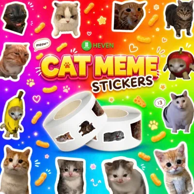 100 Miếng Dán Sticker Mèo Hài Hước Cho Máy Tính,Casio, Laptop, Điện Thoại, Mũ Bảo Hiểm, Vali, iphone, Sách, Tập, Bút.