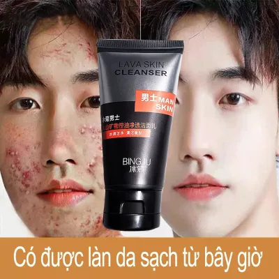 Sữa Rửa Mặt Bùn Núi Lửa BINGJU LAVA SKIN CLEANSER MAN, Kiểm Soát Dầu, Mụn Đầu Đen, Mụn Trứng Cá, Thu Nhỏ Lỗ Chân Lông, Dưỡng Ẩm Và Giữ Ẩm Lâu, Chăm Sóc Da Cho Nam 100ml