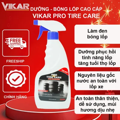 Dung dịch dưỡng đen bóng lốp ô tô cao cấp Vikar 500ml, Chai Xịt dưỡng đen và bóng lốp xe cao cấp, bảo vệ và làm sạch vỏ xe, lốp xe