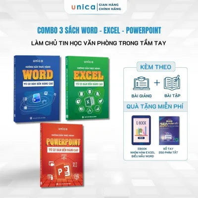 Combo of 3 Books: Word - Excel - Powerpoint Unica Office Applications from Basic to Advanced with Online Course