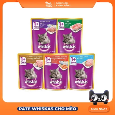 Pate Whiskas cho mèo con, pate Whiskas cho mèo trưởng thành gói 80g (10 vị)