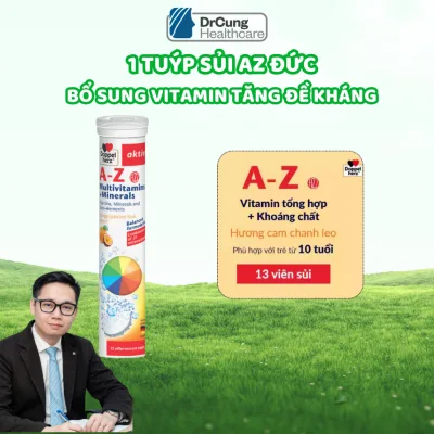 Sủi AZ Fizz - Vitamin Tổng Hợp, Vitamin C, 3B, Tăng Sức Đề Kháng, Doppelherz (Tuýp 13 viên)
