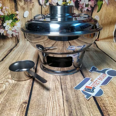Nồi Lẩu CỔ ĐIỂN sử dụng THAN hoặc CỒN 22cm INOX. Dụng cụ nấu bếp đậm chất TRUYỀN THỐNG dùng gia đình nhà hàng và các SỰ KIỆN VĂN HOÁ ẨM THỰC VIỆT