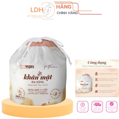 Khăn mặt khô đa năng EcoWipes cuộn 80 tờ size khăn 20x20cm lau khô lau ướt giấy lau mặt dùng một lần