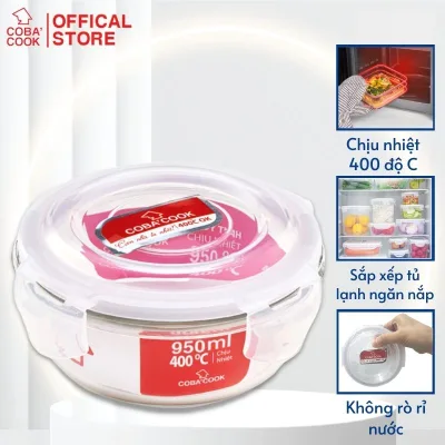 Round box office lunch box glass food storage box microwave safe use