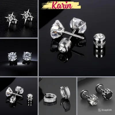 Bông Tai Nam Nữ Nụ Đính Đá Chuôi Bạc 925 Thời Trang Karin Accessories Khuyên Tai Mạ Bạc Basic Phụ Kiện Trang Sức Cao Cấp