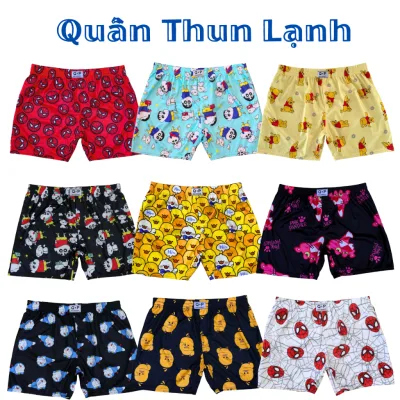 Quần Đùi Nam Nữ Q&P Hoạt Hình Vải Thun Lạnh Mặc Ngủ Mặc Nhà Thoáng Mát