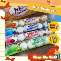 Combo kẹo bông dẻo Marshmallow bánh bao nhân chảy vị trái cây (gói 12g), đồ ăn vặt