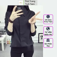 Áo sơ mi nữ tay dài form rộng trơn trẻ trung nặng động vải lụa mềm mịn-MUD03