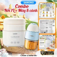 Combo nồi nấu cháo chậm Samono 1 Lít SC10 và máy xay mini ăn dặm cho bé 0.3L SW-MC200S