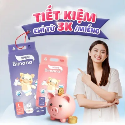[GIẢM THẲNG GIÁ - KHÔNG QUÀ] Tã/Bỉm BIMANA HÀN QUỐC Dán/Quần Đủ Size S56/M48/L46/M44/L42/XL40