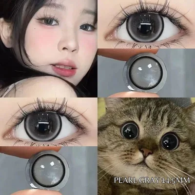 Kính Áp tròng MCK1 UYAAI màu xám ngọc trai mắt to 14,5mm có thể sử dụng trong một năm 0,00--4,00