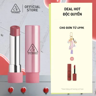 Son Bóng 3CE Glazy Lip Glow Dưỡng Môi Căng Mọng, Mềm Mịn, Lên Màu Chuẩn Sắc, Không Bết Dính, Tự Nhiên