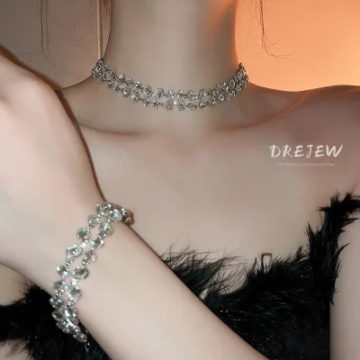 DREJEW Dây chuyền hai lớp hình bầu dục nạm kim cương là hốc dây chuyền xương đòn cao cấp nhẹ nhàng sang trọng và trang sức thời thượng không gây dị ứng