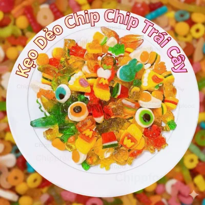1Kg Kẹo Dẻo Chip Trái Cây Có Nhân Mix Vị, bánh kẹo tết, sinh nhật,dã ngoại