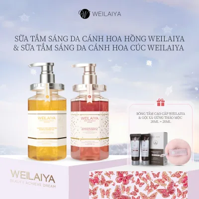 Combo 2 Chai Sữa Tắm Trắng Da Weilaiya 450ml – Hoa Hồng Damask / Hoa Trà / Hoa Cúc