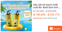 Dầu Gội Xả Hachi chiết xuất Bơ- Bưởi lành tính hỗ trợ giảm gãy rụng và giúp mọc tóc