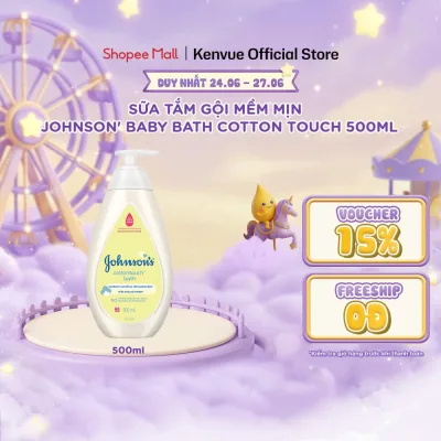 Sữa tắm gội toàn thân mềm mịn Johnson's baby bath Cotton touch 500ml (MỚI) - 100977934