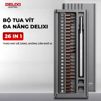 Bộ Tua Vít Đa Chức Năng 26 in 1 Delixi Bộ Dụng Cụ Sửa Chữa Điện Thoại Laptop Máy Tính Bảng, Tiện Lợi