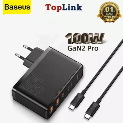 Bộ Sạc Nhanh Baseus Gan 2 Pro 100W 4 Cổng(2 USB Type-C Và 2 USB) Sạc Nhanh QC3.0 QC4.0 Cho Laptop, Table, Iphone, Samsung, Xiaomi, Huawei - Phân phối bởi TopLink
