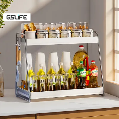 Gslife Kệ Gia Vị Inox+Thép Cacbon Đủ Phụ Kiện Kệ Đựng Gia Vị Cho Nhà Bếp Siêu Tiện Dụng Đa Năng