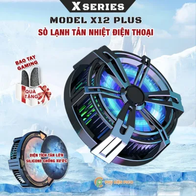 Quạt tản nhiệt điện thoại máy tính bảng X12 Plus sò lạnh nam châm cớ lớn giảm nhiệt nhanh hỗ trợ tăng FPS Gaming