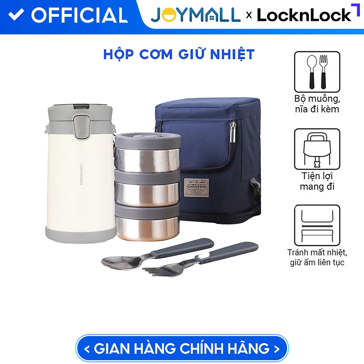 Bộ hộp cơm giữ nhiệt Lock&Lock Easy Carry 2L