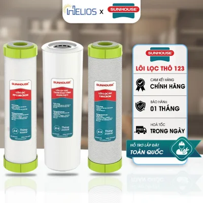Bộ 3 Lõi Lọc Thô Sunhouse Chính Hãng Dùng Cho Các Loại Máy Lọc Nước RO Sunhouse - Cốc Lọc 10 Inch