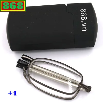 Mắt kính lão gọng xếp màu xám 4 độ, từ 1 độ đến 4 độ, mắt kính viễn, mắt kính rút, mắt kính gấp