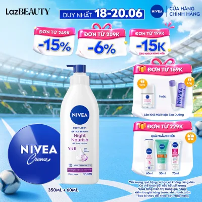 Nivea Crème Intensive Moisturizing Cream Set (60ml) and Nivea Brightening and Smoothing Night Body Lotion (350 ml) - 80102+98412