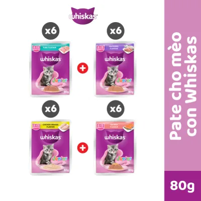 Pate Cho Mèo Con WHISKAS Junior 80g, 24 gói