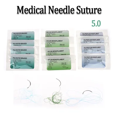 12 Chiếc 75cm 5 / 0 Y Tế Kim Suture Nylon Polypropylene Sợi Polyester Suture Bộ Thực Hành