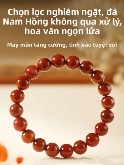 HUAKAIYUNDUO | Vòng Tay Pha Lê Đá Thạch Anh Đỏ Thiên Nhiên Hình Lửa