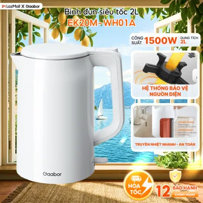 Gaabor Gaabor Ek20M-Wh01A Electric Kettle, Large Capacity 2L, 1500W Capacity, 304 Stainless Steel Kettle, Easy to Clean and Safe - 12 Month Warranty, 1 for 1 Exchange [L]