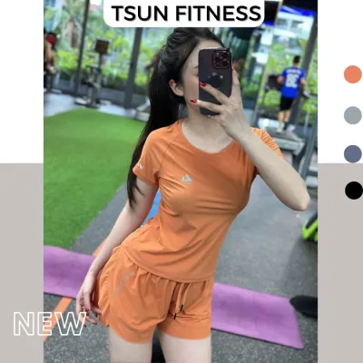 Đồ tập gym nữ, bộ thể thao thun lạnh áo cộc tay quần đùi 2 lớp Sportlife, bộ điều hòa tập gym, chạy bộ nữ Tsun Fitness