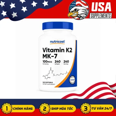 Nutricost Vitamin K2 Mk-7 100Mcg - Supports Blood Circulation, Prevents Heart Disease (240 Tablets)