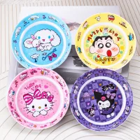 Đĩa tròn đế sâu size mini 13cm Melamine đựng trái cây đồ ăn vặt bánh kẹo hoạt hình Kuromi Melody Cinnamoroll