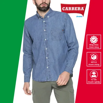 Áo Sơ Mi Denim Classic Nam Xanh Nhạt – Carrera Jeans - Nhập Khẩu Chính Hãng Từ Ý