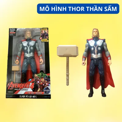 Mô hình Thor mô hình thần sấm Thor siêu nhân cao 27cm có đèn led đỏ cử động khớp nhựa xịn cho bé vui chơi sưu tập