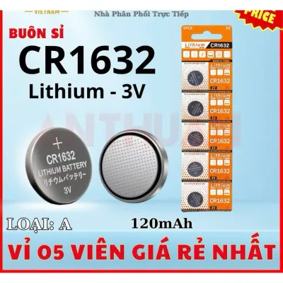 Vỉ 5 Pin Cúc áo CR1632 3V pin chất lượng giá rẻ cho Cảm biến Áp xuất lốp Smartkey thiết bị y tế