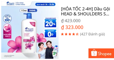 [HỎA TỐC 2-4H] Dầu Gội HEAD & SHOULDERS Suôn Mềm Óng Mượt Chai 1200ML
