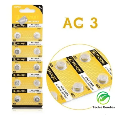 Pin AG3 TIANQIU LR41H 1.55V (Vỉ 10 viên) - Pin cúc áo dùng cho đồng hồ, nhiệt kế và thiết bị y tế