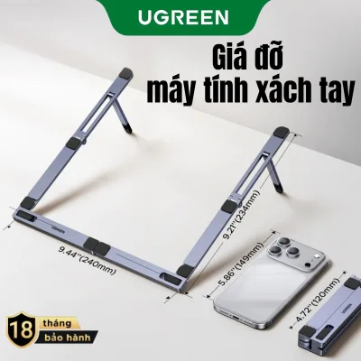 Giá đỡ máy tính xách tay di động & tiện dụng UGREEN cho Macbook Air Pro Máy tính xách tay dọc bằng nhôm có thể gập lại Kích thước nhỏ (120mm) Giá đỡ máy tính xách tay Hỗ trợ máy tính bảng Macbook Pro Giá đỡ điện thoại máy tính bảng