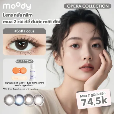 Kính áp tròng 6 tháng moody Macaron Anh Đào, các mẫu tone Tây - cool girl, lên màu chuẩn, có độ cận 0-7, độ giãn tròng 14.0 – 14.5mm