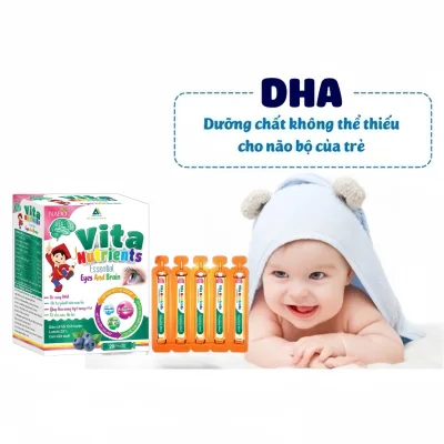 DHA cho bé, bổ não cho bé, thực phẩm bổ xung hỗ trợ phát triển não bộ & thị lực Vita Nutrients (20 ốngx10ml) - Happy Life 4Kid