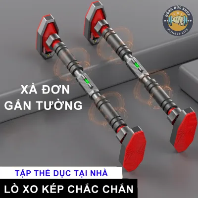 Xà đơn treo tường chống xoay - Thanh xà đơn gắn cửa đa năng tập gym thế hệ mới kích thước tùy chỉnh từ 65 -160cm