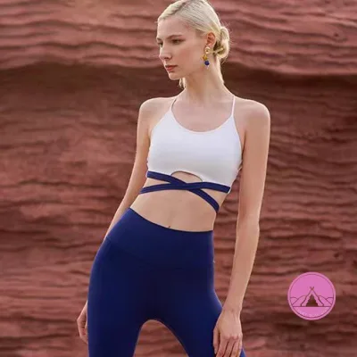áo bra tập gym áo tập gym Sling Cross Sports Bra Skin-Friendly Fashion Colour Collision Splicing Vibrant Fitness Underwear Yoga Set