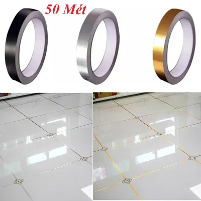 Cuộn chỉ dán viền gạch tường dài 50m, trang trí vách tường, nội thất gạch ốp lát không thấm nước, bụi bẩn